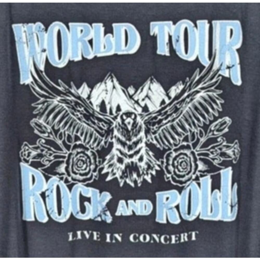 Chit Chat Womens L Rock and Roll World Tour Graphic T Shirt Oversized Made USA